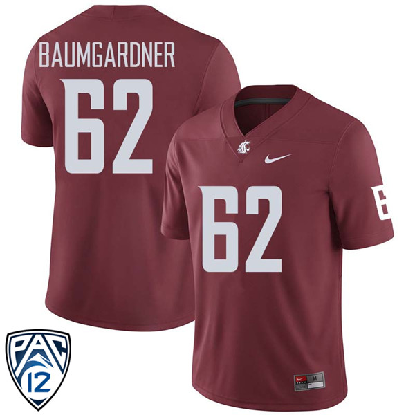 Men #62 Jon Baumgardner Washington State Cougars College Football Jerseys Sale-Crimson